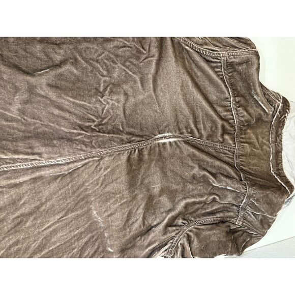 CP SHADES Size S Catrin Crushed Velvet LS Button Up Shirt Brown Rayon Silk - Picture 11 of 12